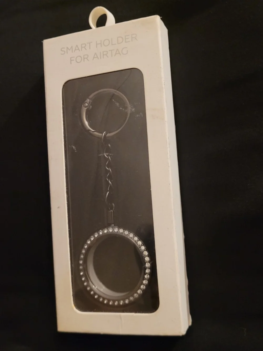 Rhinestone Silver Keyring AirTag Holder